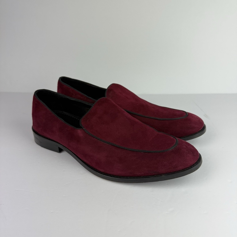 Anthony Veer‎ Loafer Burgundy Suede Velvet Men's S 11 Festive Formal Dress Shoes
